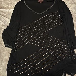 Black with silver sequins long sleeves shirt